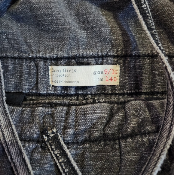 Zara Girls Peanuts Snoopy Woodstock Black Denim Overalls Size 9/10 - Picture 5 of 8